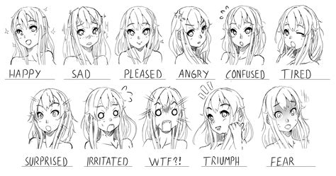 cute anime expressions|anime facial expressions female.